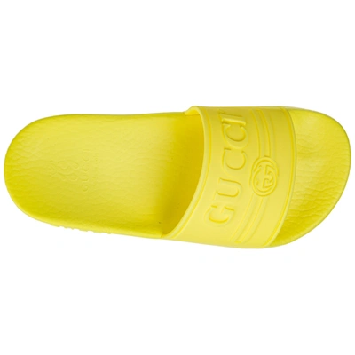 Shop Gucci Girls Slippers In Yellow