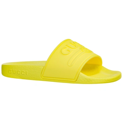 Shop Gucci Girls Slippers In Yellow