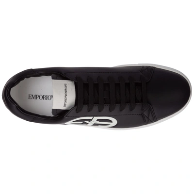 Shop Emporio Armani Men's Shoes Leather Trainers Sneakers In Black