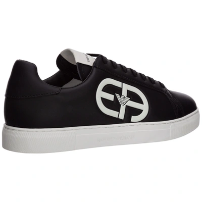 Shop Emporio Armani Men's Shoes Leather Trainers Sneakers In Black