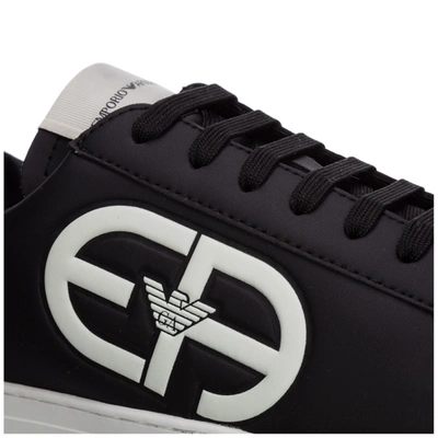 Shop Emporio Armani Men's Shoes Leather Trainers Sneakers In Black