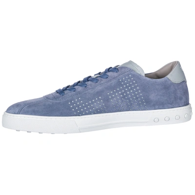 Shop Tod's Men's Shoes Suede Trainers Sneakers In Light Blue