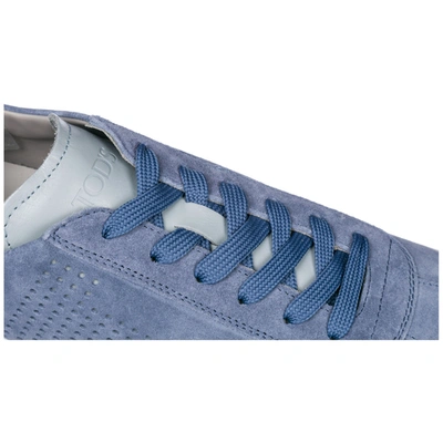 Shop Tod's Men's Shoes Suede Trainers Sneakers In Light Blue