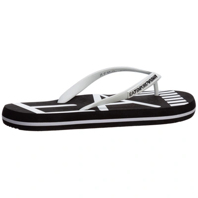 Shop Ea7 Men's Rubber Flip Flops Sandals In Black