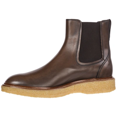 Shop Tod's Men's Genuine Leather Ankle Boots In Brown