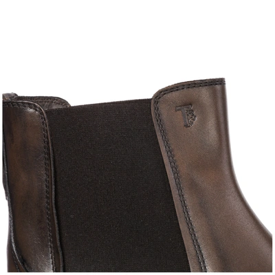 Shop Tod's Men's Genuine Leather Ankle Boots In Brown