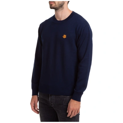 Shop Kenzo Men's Crew Neck Neckline Jumper Sweater Pullover  Tiger Crest In Blue