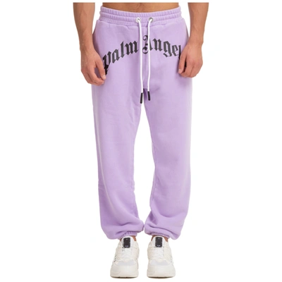 Shop Palm Angels Men's Sport Tracksuit Trousers Curved Logo In Purple