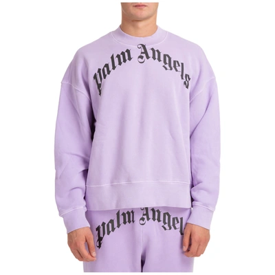 Shop Palm Angels Men's Sweatshirt Sweat   Curved Logo In Purple