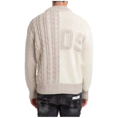 Shop Gcds Men's Crew Neck Neckline Jumper Sweater Pullover  Mix Logo In Beige