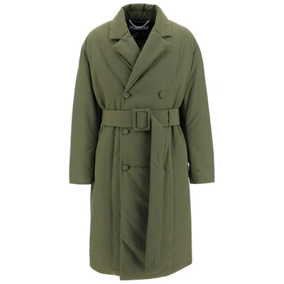 Shop Off-white Men's Double Breasted Coat Overcoat In Green