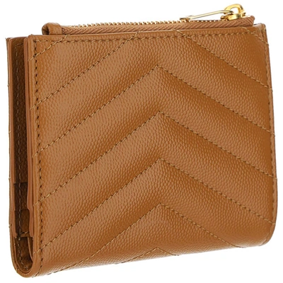 Shop Saint Laurent Women's Wallet Leather Coin Case Holder Purse Card Bifold In Brown