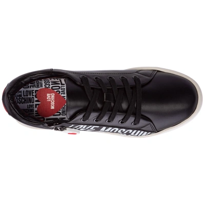 Shop Love Moschino Women's Shoes Leather Trainers Sneakers In Black