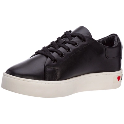 Shop Love Moschino Women's Shoes Leather Trainers Sneakers In Black