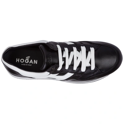 Shop Hogan Women's Shoes Leather Trainers Sneakers H222 In Black