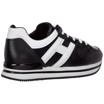 Shop Hogan Women's Shoes Leather Trainers Sneakers H222 In Black