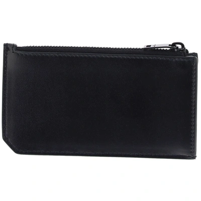 Shop Saint Laurent Men's Genuine Leather Credit Card Case Holder Wallet In Black