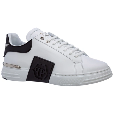 Shop Philipp Plein Men's Shoes Leather Trainers Sneakers Phantom Kicks In White