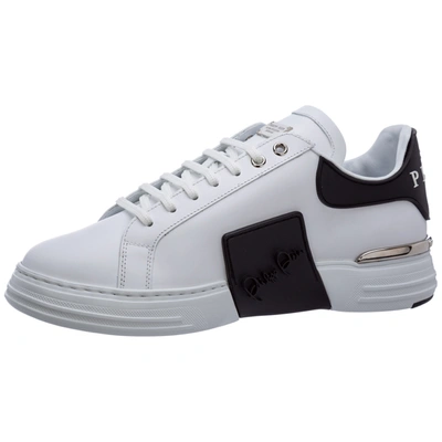 Shop Philipp Plein Men's Shoes Leather Trainers Sneakers Phantom Kicks In White