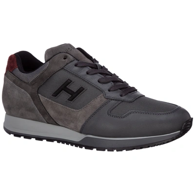 Shop Hogan Men's Shoes Leather Trainers Sneakers  H321 In Grey