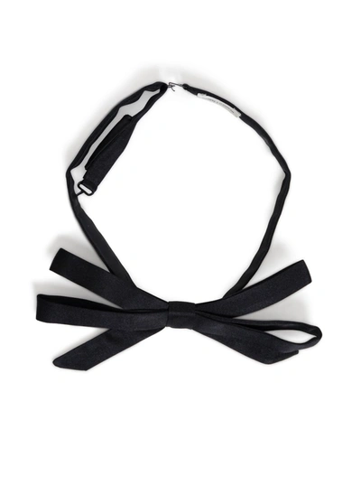 Shop Saint Laurent Satin Adjustable Bow Tie In Black