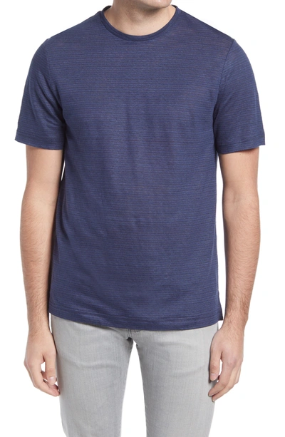 Shop Nordstrom Men's Shop Linen Crewneck T-shirt In Navy Harris Stripe