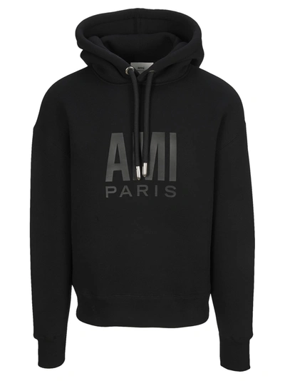 Shop Ami Alexandre Mattiussi Ami Logo Print Hoodie In Black