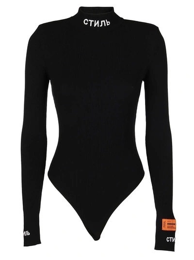 Shop Heron Preston Knit Mock Bodysuit In Black