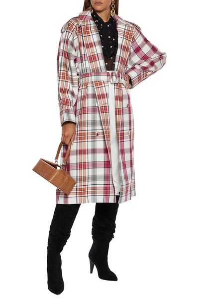 Shop Zimmermann Checked Cotton-blend Gabardine Trench Coat In Pink