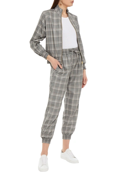 Shop Zimmermann Checked Wool Bomber Jacket In Gray