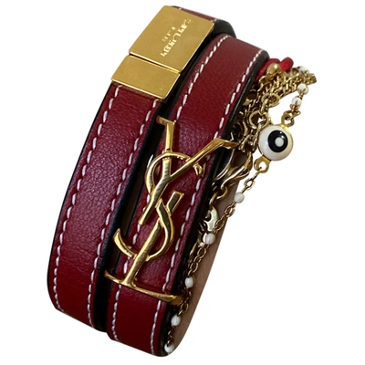 Pre-owned Saint Laurent Leather Bracelet In Red