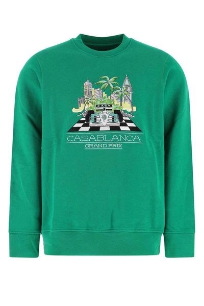 Shop Casablanca Graphic Printed Crewneck Sweatshirt In Green