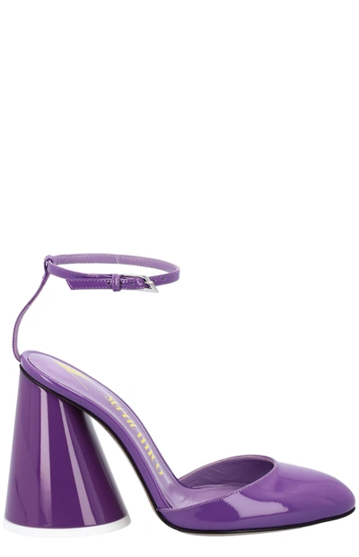 Shop Attico The  Luz Viper Slingback Pumps In Purple