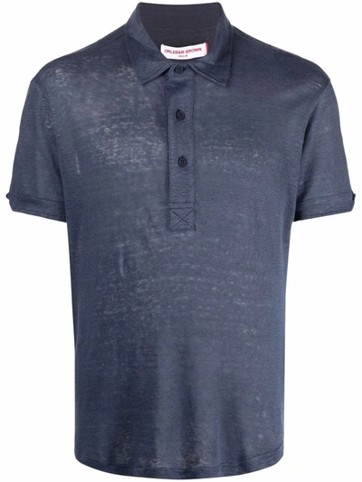 Shop Orlebar Brown Short-sleeved Linen Polo Shirt In Blau