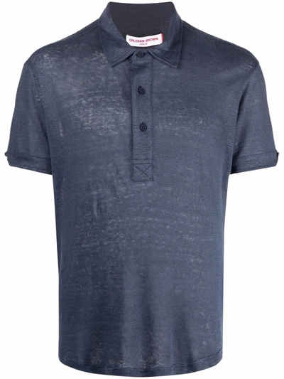 Orlebar Brown Short-sleeved Linen Polo Shirt In Blau