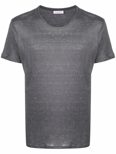 Shop Orlebar Brown Crew Neck Linen T-shirt In Grau