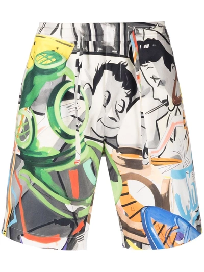 Shop Orlebar Brown Meier Collage-print Shorts In Weiss