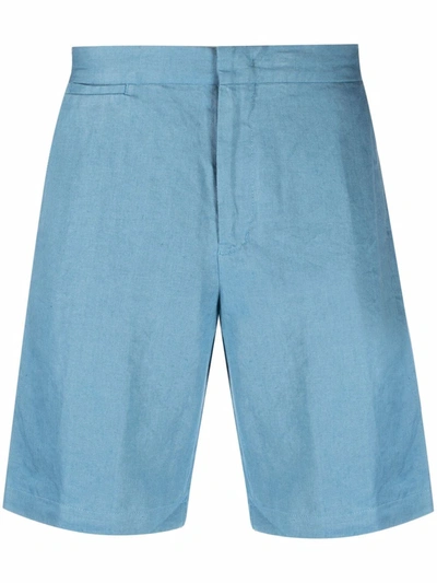 Shop Orlebar Brown Mid-rise Linen Shorts In Blau