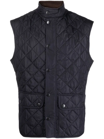 Shop Barbour Diamond-quilt Padded Gilet In Blau