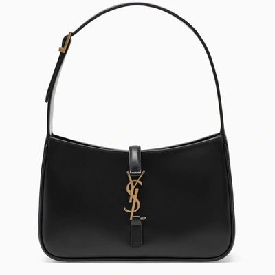 Shop Saint Laurent Black Leather Monogram Shoulder Bag