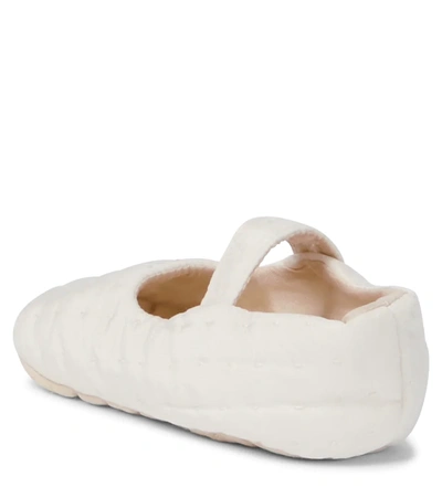 Shop Bonpoint Baby Quilted Silk Slippers In White