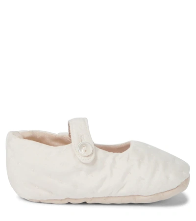Shop Bonpoint Baby Quilted Silk Slippers In White