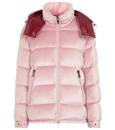 Shop Moncler Holostee Quilted Velvet Jacket In Pink