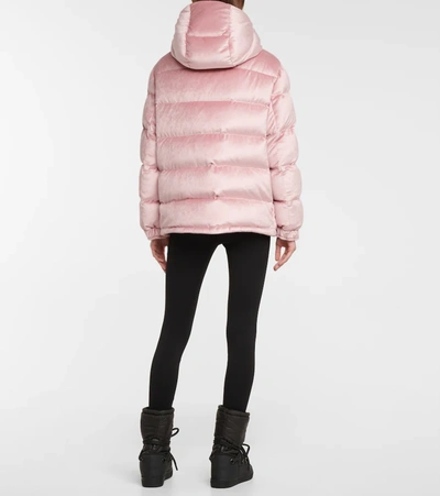 Shop Moncler Holostee Quilted Velvet Jacket In Pink