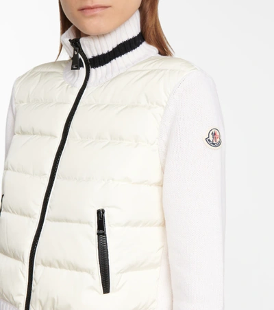 Shop Moncler Down And Wool Cardigan In White