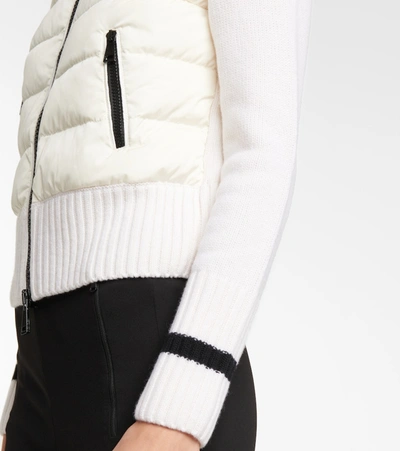 Shop Moncler Down And Wool Cardigan In White
