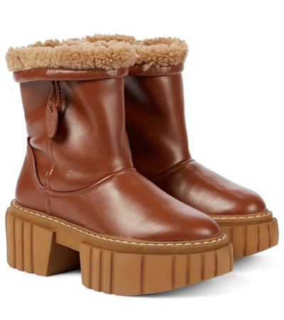 Shop Stella Mccartney Emilie Platform Ankle Boots In Brown
