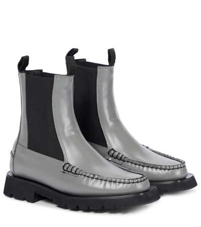 Shop Cecilie Bahnsen X Hereu Alda Leather Chelsea Boots In Grey
