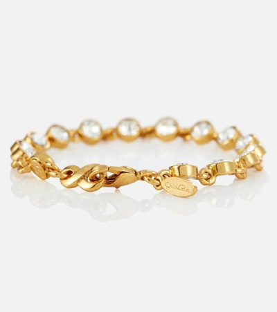 Shop Oscar De La Renta Crystal-embellished Bracelet In Gold