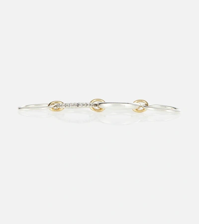 Shop Spinelli Kilcollin Janssen Sg Gris Sterling Silver Ring With Diamonds And Yellow And Rose Gold Connectors